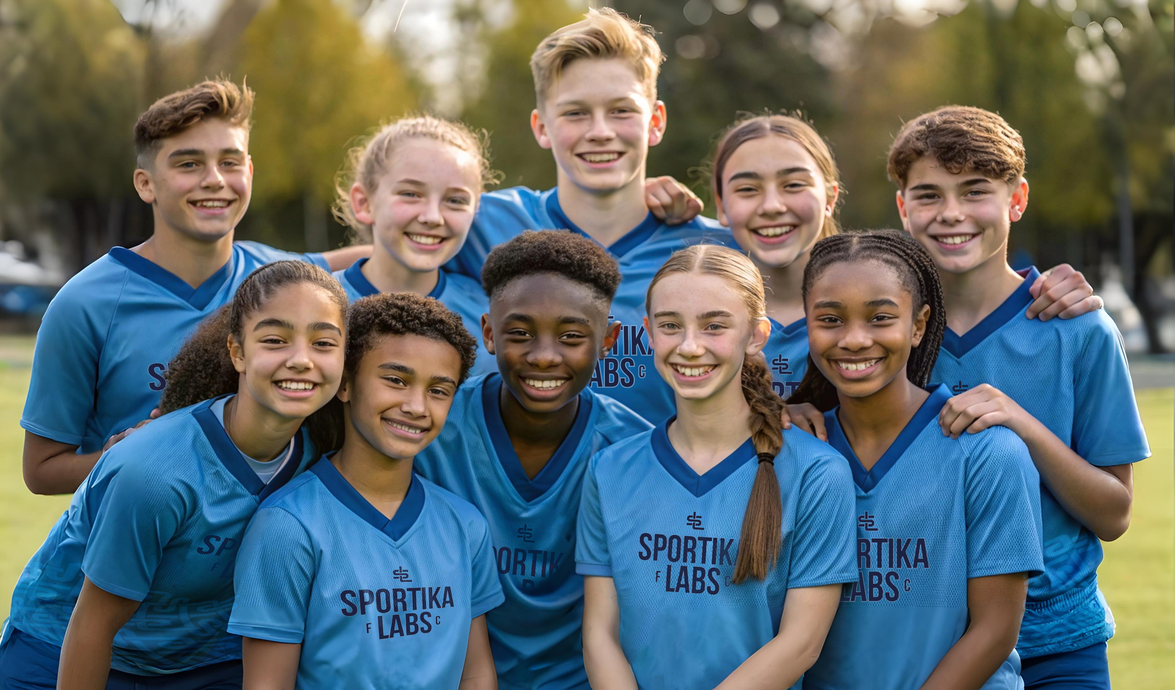 A youth soccer team in Sportika Labs kit
